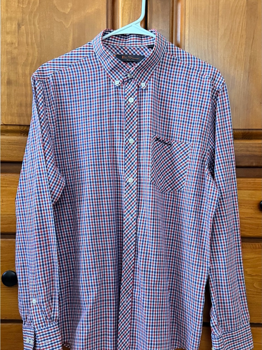 Ben Sherman Red and Blue Gingham Button-Down Shirt
